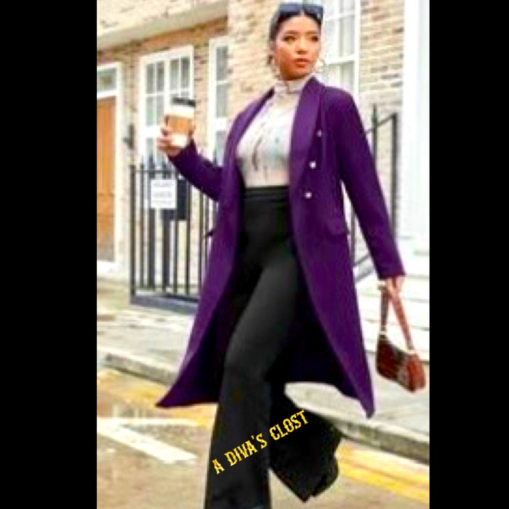 Purple Button Detailed Peacoat NWOT